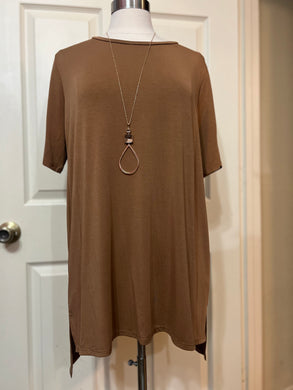 Deep Camel Butter Soft Everyday Basics V Neck Top