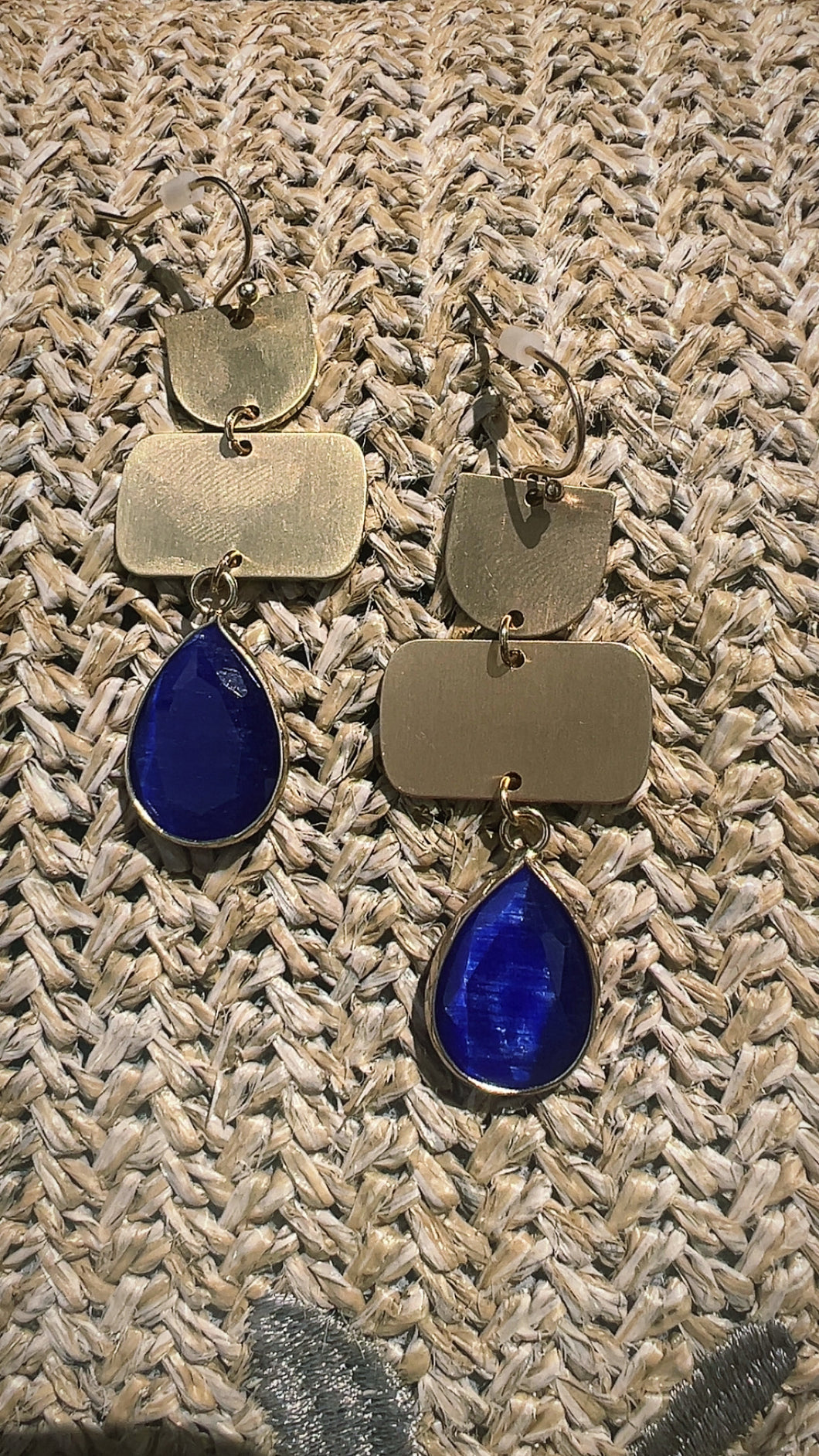 Sapphire Blue Drop Gold Earrings