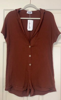 Let Me Adore You Cotton Gauze Romper Brown