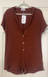 Let Me Adore You Cotton Gauze Romper Brown