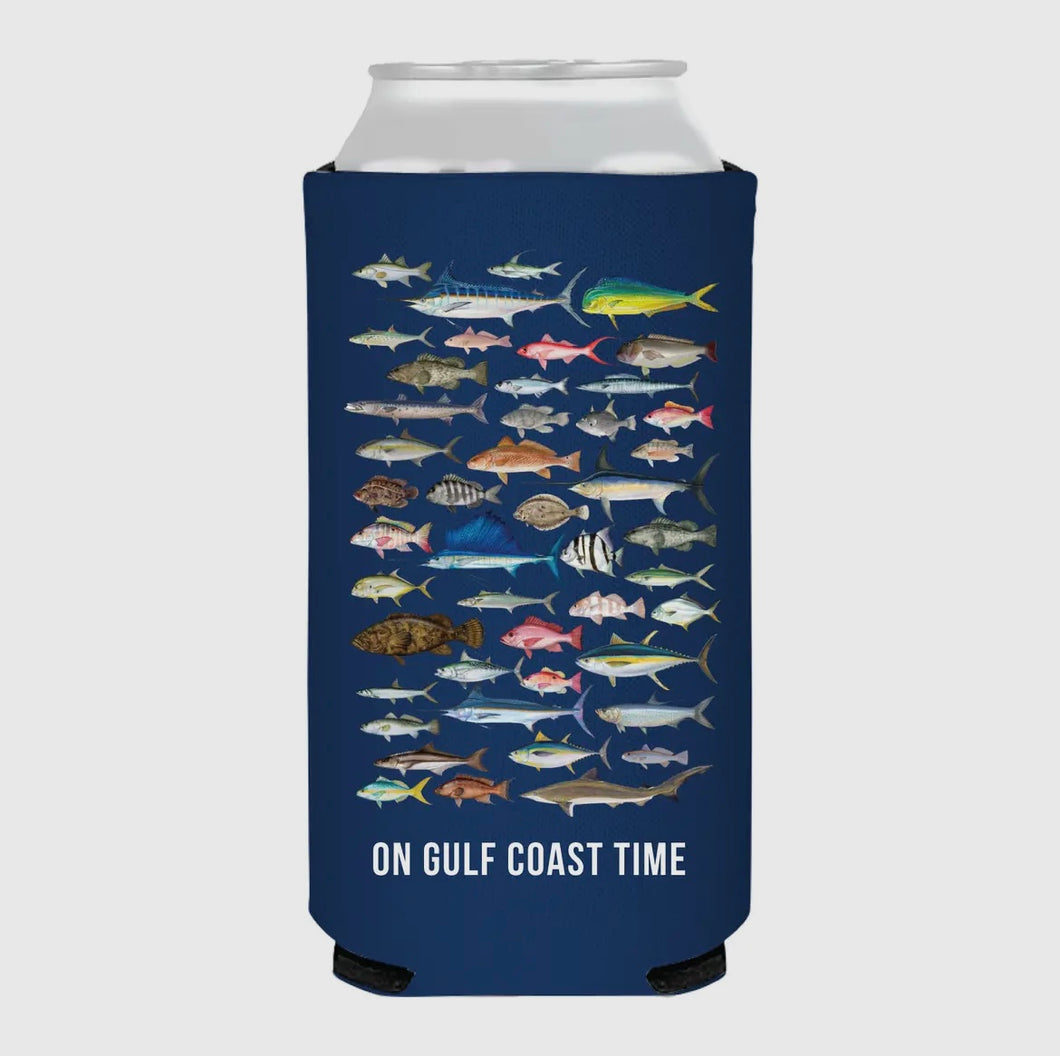 On Gulf Coast Time Fishing Koozie