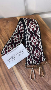 Maroon/Cream Aztec Printed Bag Strap
