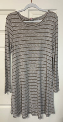 Plan a Trip Olive/Taupe Striped Long Sleeve Dress