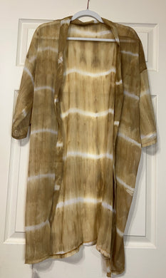 Tropical Sunsets Gold Tie Dye Metallic Kimono