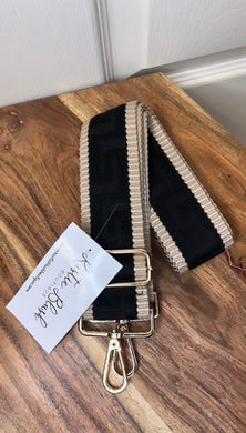 Basic Black/Tan Striped Bag Strap