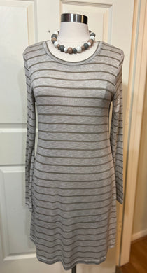Plan a Trip Olive/Taupe Striped Long Sleeve Dress