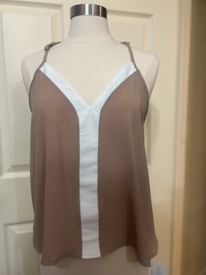 Love Story Taupe/White Striped Tank Top