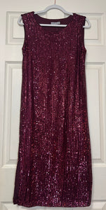 A Grand Party Wine Side Slit Sequin Dress