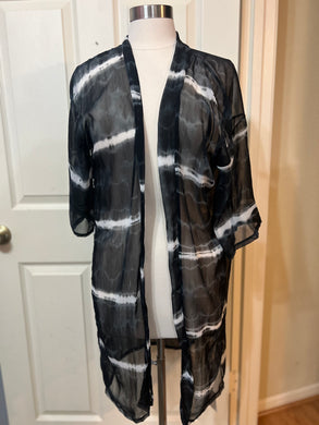 Tropical Sunsets Black Tie Dye Metallic Kimono