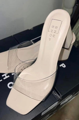 SHU SHOP Gloria Clear Strap Heels Bone
