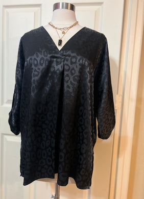 Wild About You Black Satin Leopard Top