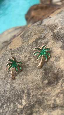 Palm Tree Stud Earrings Gold