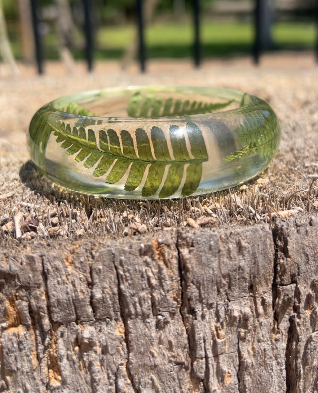 Aloha Palm Clear Acrylic Bangle Bracelet