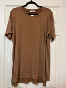 Deep Camel Butter Soft Everyday Basics V Neck Top