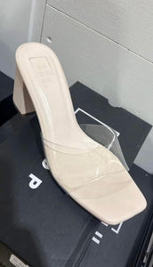 SHU SHOP Gloria Clear Strap Heels Bone