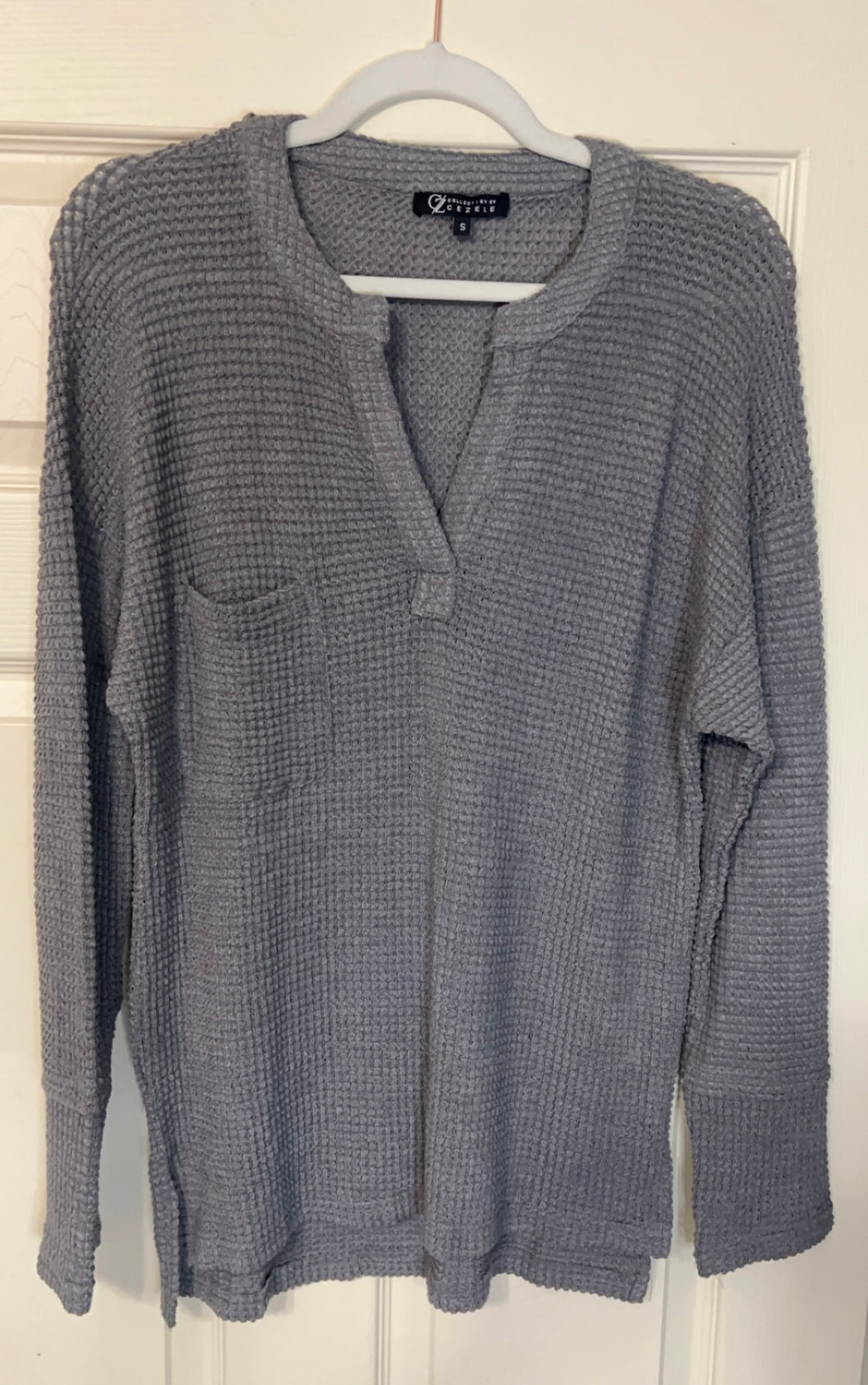 Can’t Wait Charcoal Waffle Long Sleeve Top
