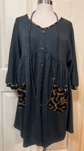 Load image into Gallery viewer, Charcoal Grey Animal Print Babydoll Dress