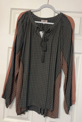 Country at Heart Neutral Plaid Long Sleeve Top