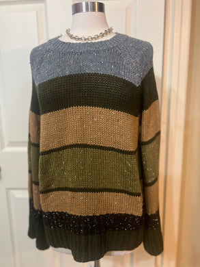 Pebbled Neutrals Color Block Balloon Sleeve Sweater