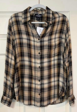 Desert Romance Brown Plaid Button Up Flannel