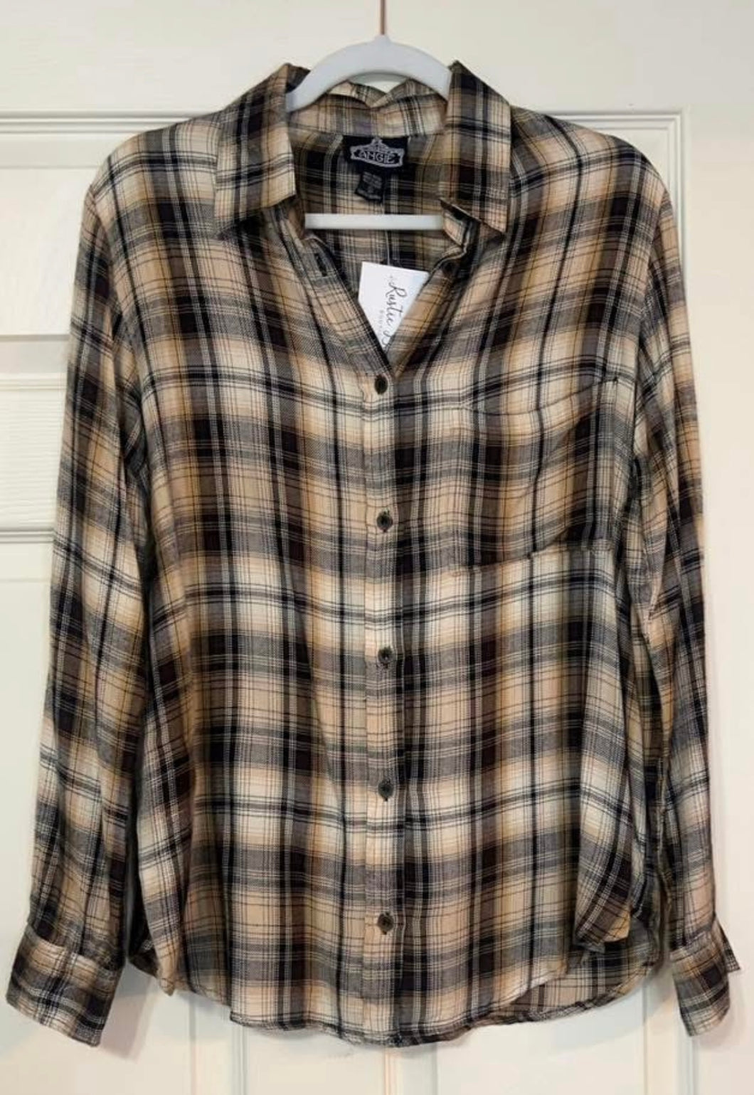 Desert Romance Brown Plaid Button Up Flannel