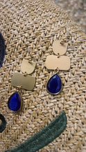 Load image into Gallery viewer, Sapphire Blue Drop Gold Earrings