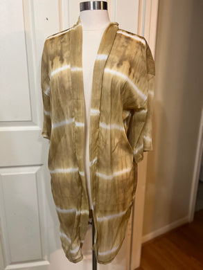 Tropical Sunsets Gold Tie Dye Metallic Kimono