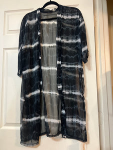 Tropical Sunsets Black Tie Dye Metallic Kimono