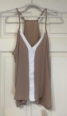 Love Story Taupe/White Striped Tank Top