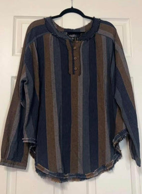All The Dark Neutrals Striped Long Sleeve Top