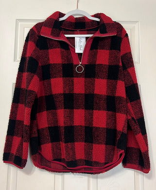Buffalo Plaid Sherpa Quarter Zip Pullover