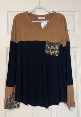 Neutral Leopard Print Long Sleeve Top