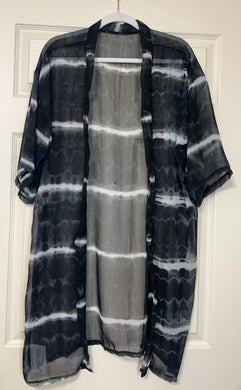 Tropical Sunsets Black Tie Dye Metallic Kimono