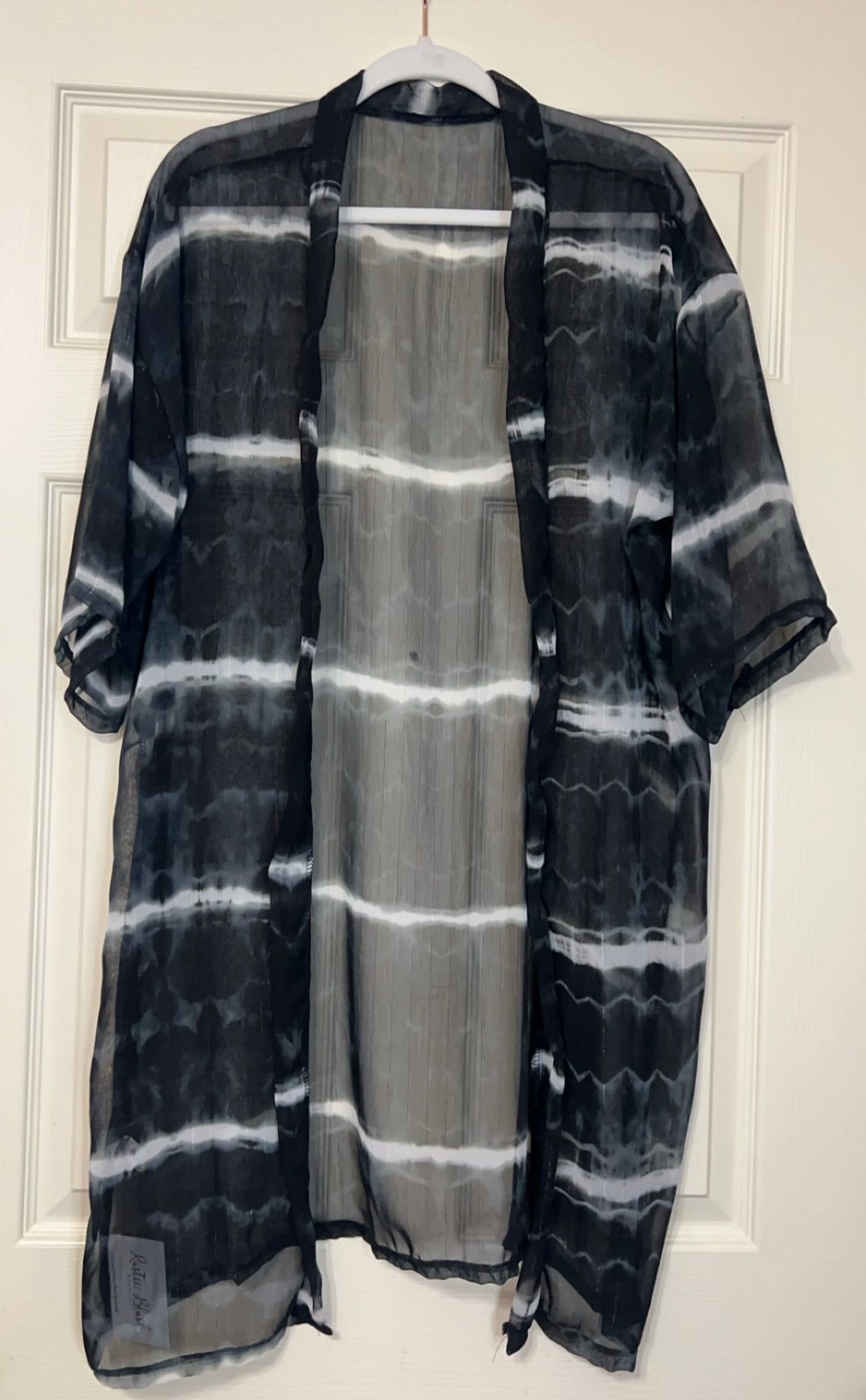 Tropical Sunsets Black Tie Dye Metallic Kimono