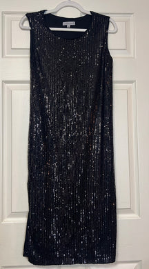 A Grand Party Black Side Slit Sequin Dress