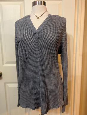 Can’t Wait Charcoal Waffle Long Sleeve Top