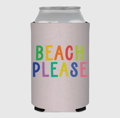 BEACH PLEASE Rainbow Blush Koozie