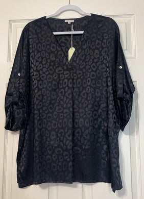 Wild About You Black Satin Leopard Top