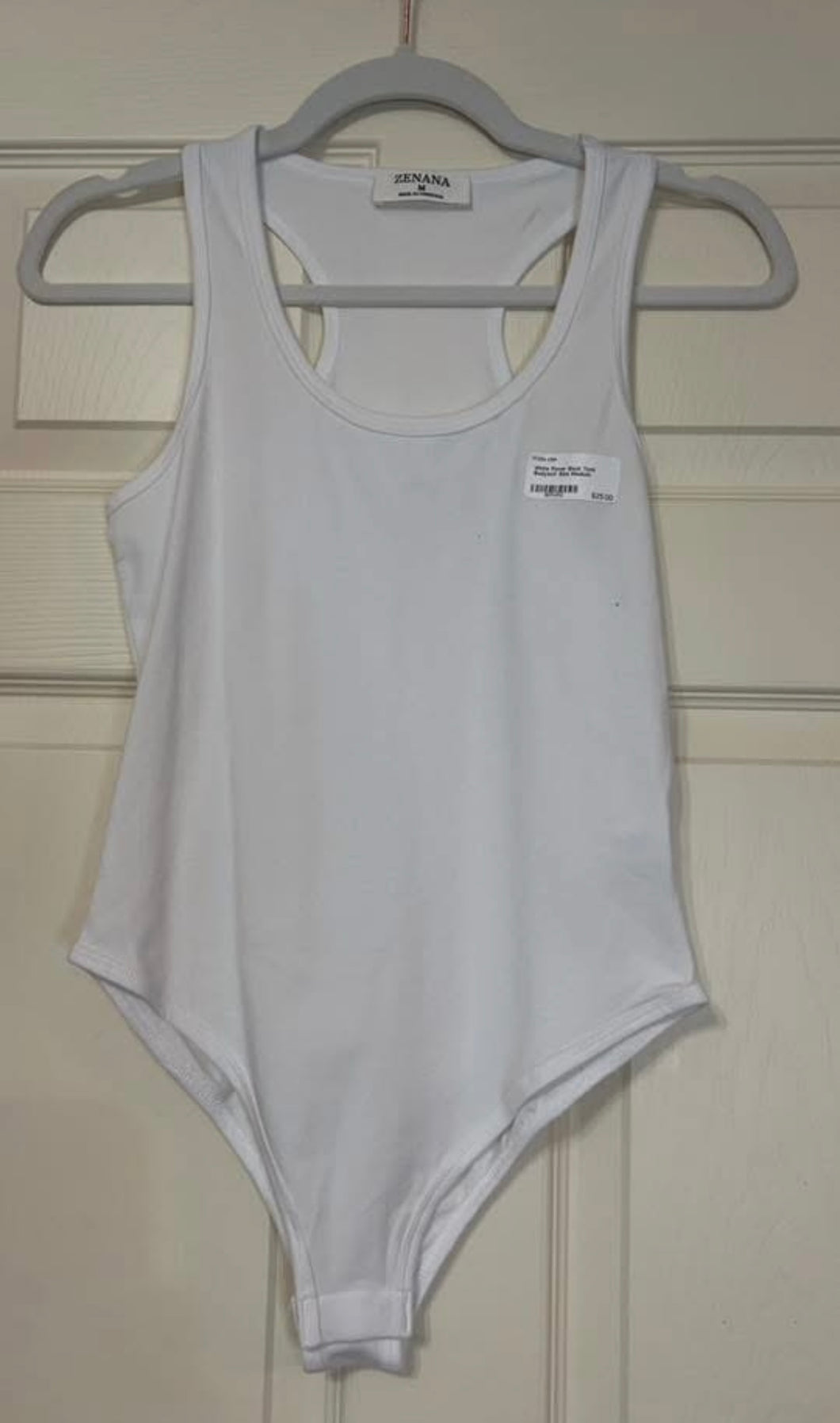 White Racer Back Tank Bodysuit