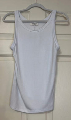 White Rayon Ribbed Tank Top
