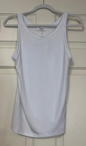 White Rayon Ribbed Tank Top