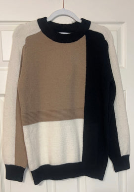 Shades of Neutrals Color Block Long Sleeve Sweater