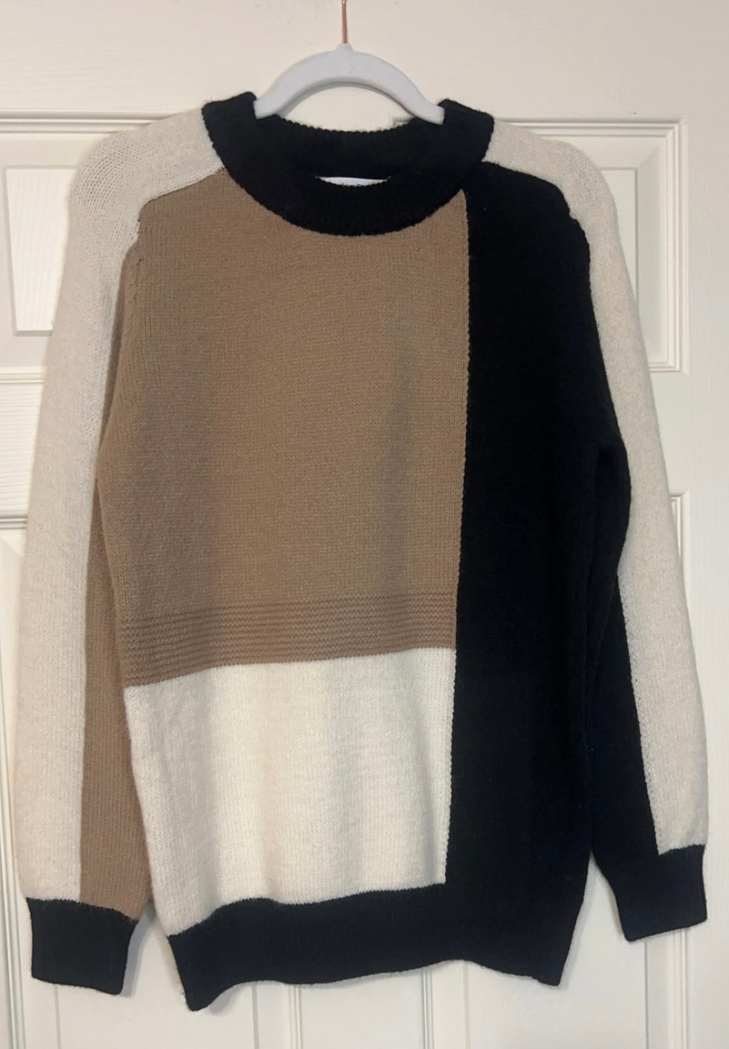 Shades of Neutrals Color Block Long Sleeve Sweater