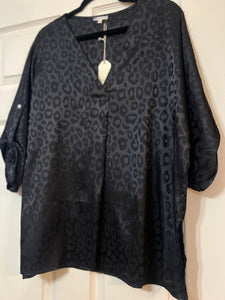 Wild About You Black Satin Leopard Top