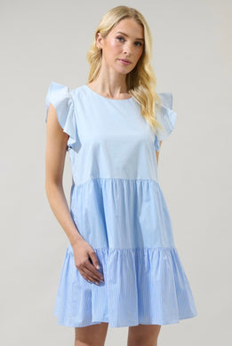 All The Good Baby Blue Colorblock Dress