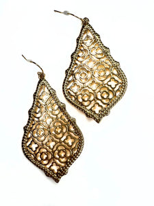 Marquis Printed Teardrop Earrings- Gold