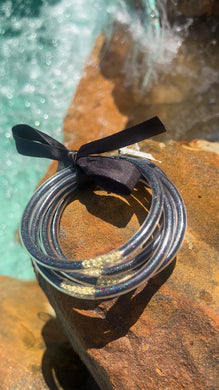 Black Glitter Jelly Bracelet Set