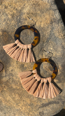 Tortoise Hoop Fringe Earrings